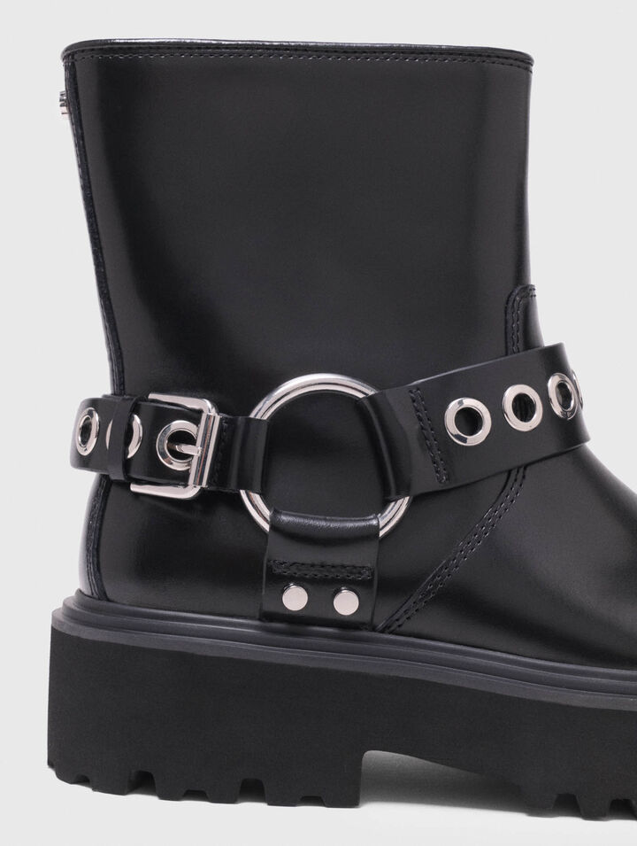 Leather biker boot