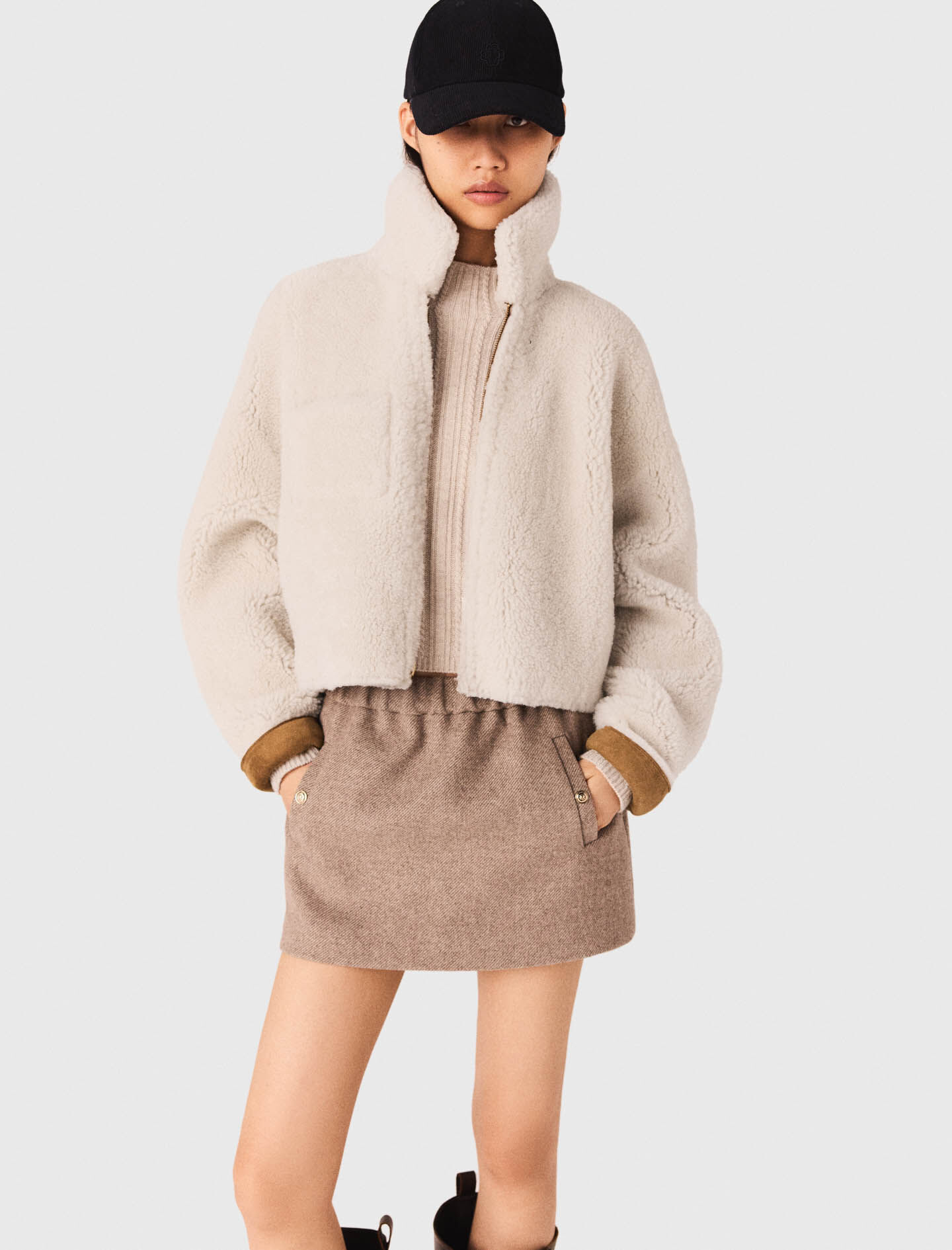 Reversible shearling coat Brown For Women | Maje
