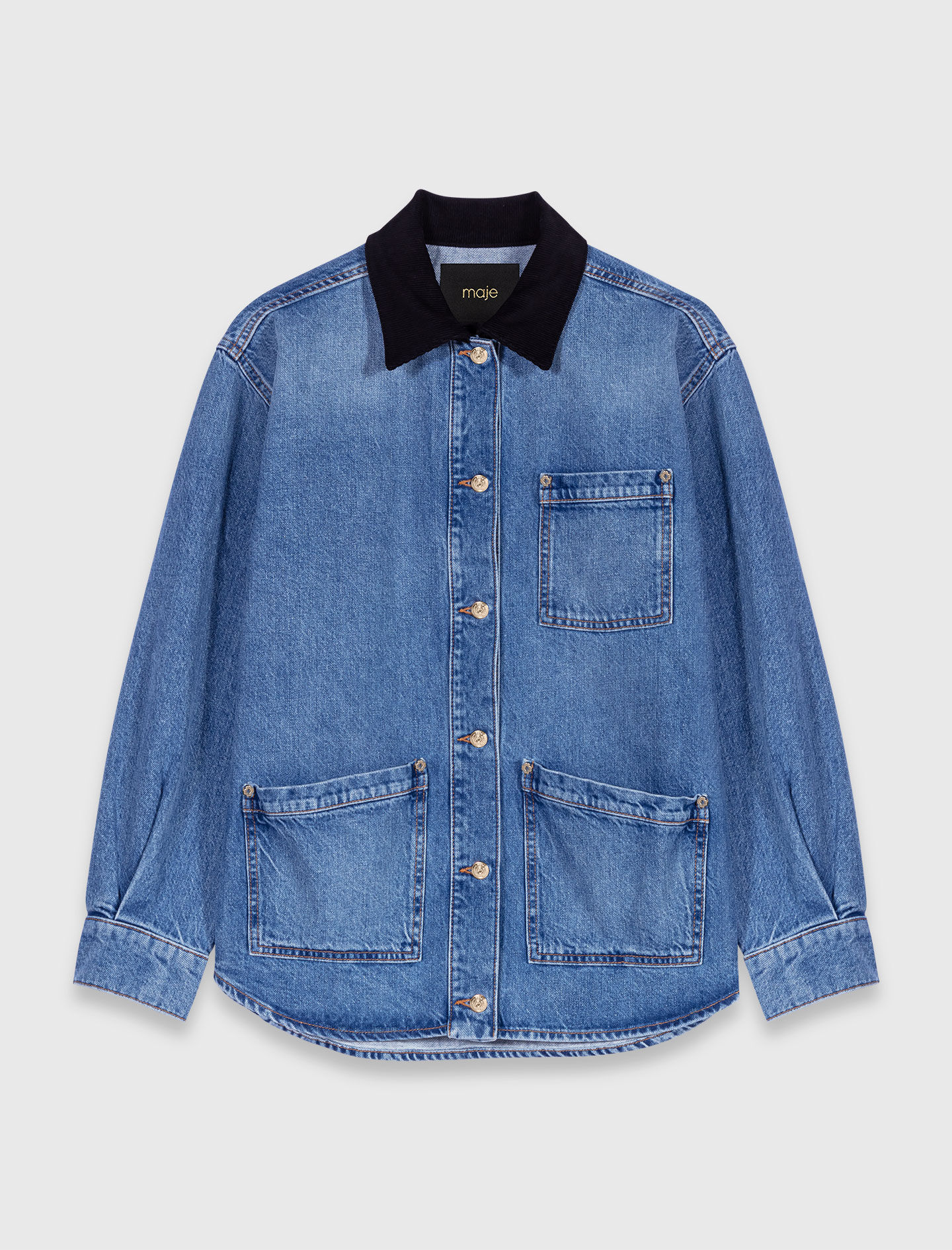 EMODA CUT OFF CROPPED DENIM JK Blue F Jean jacket