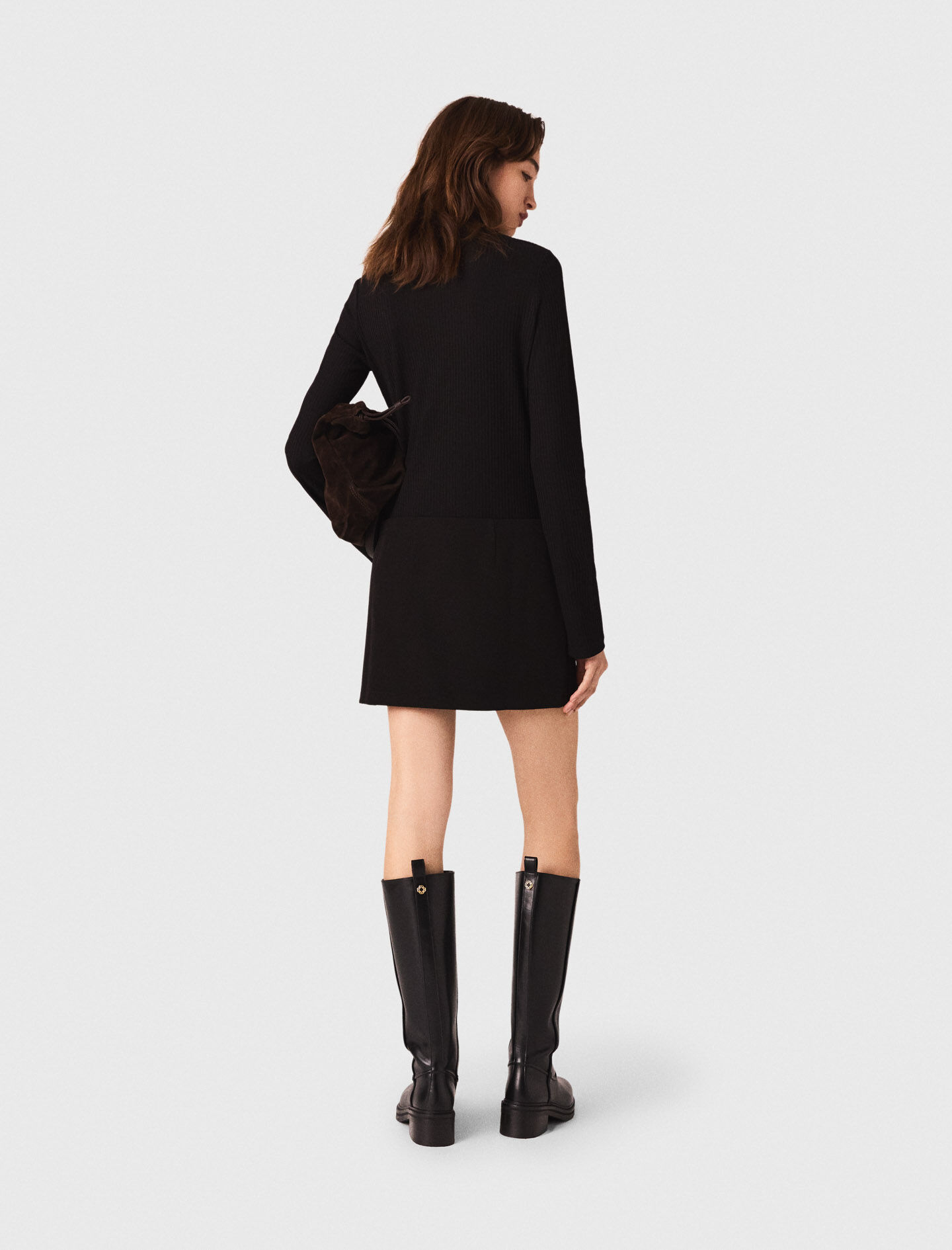 Mini turtle neck dress Black / Gray For Women | Maje