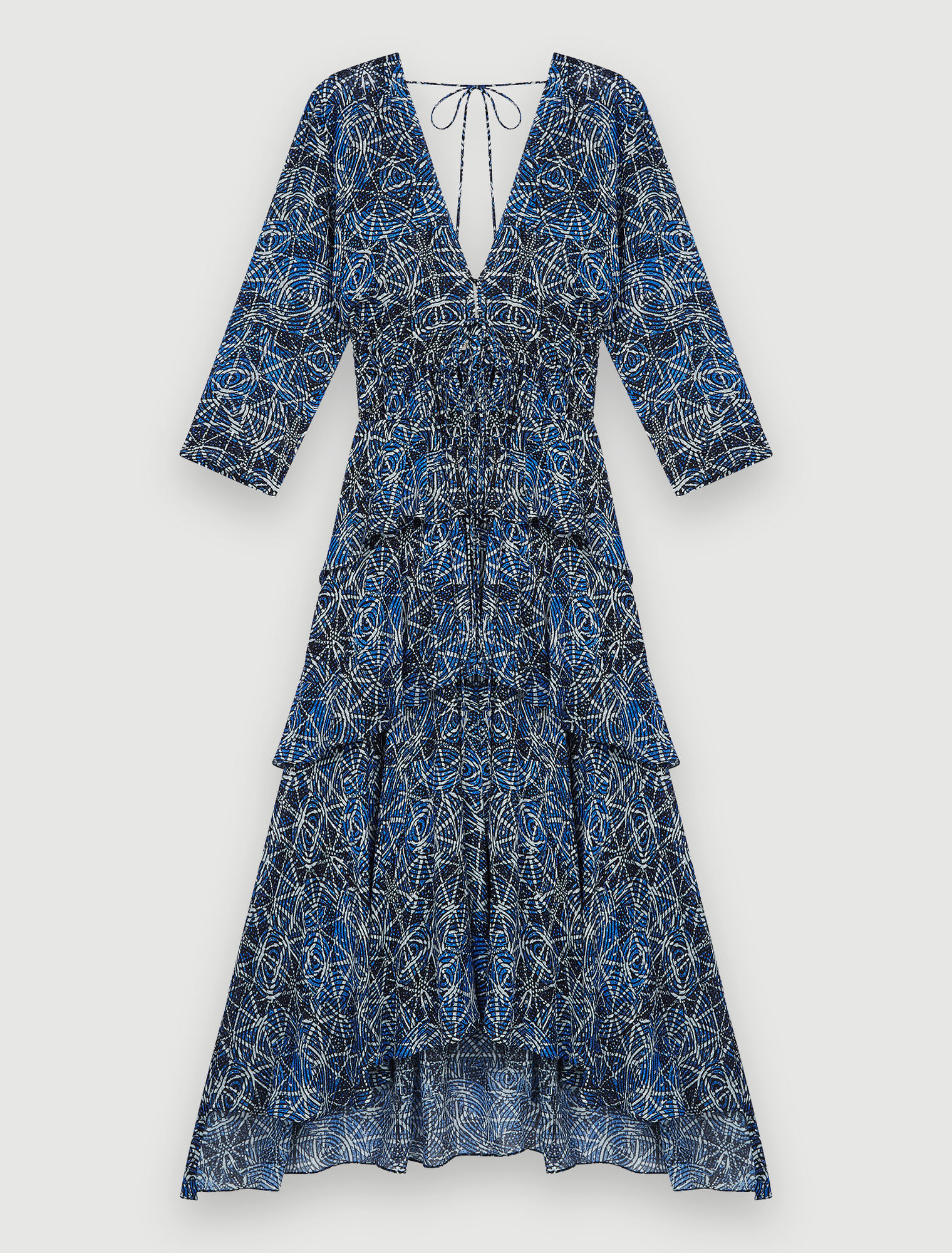 Ruffled printed viscose dress