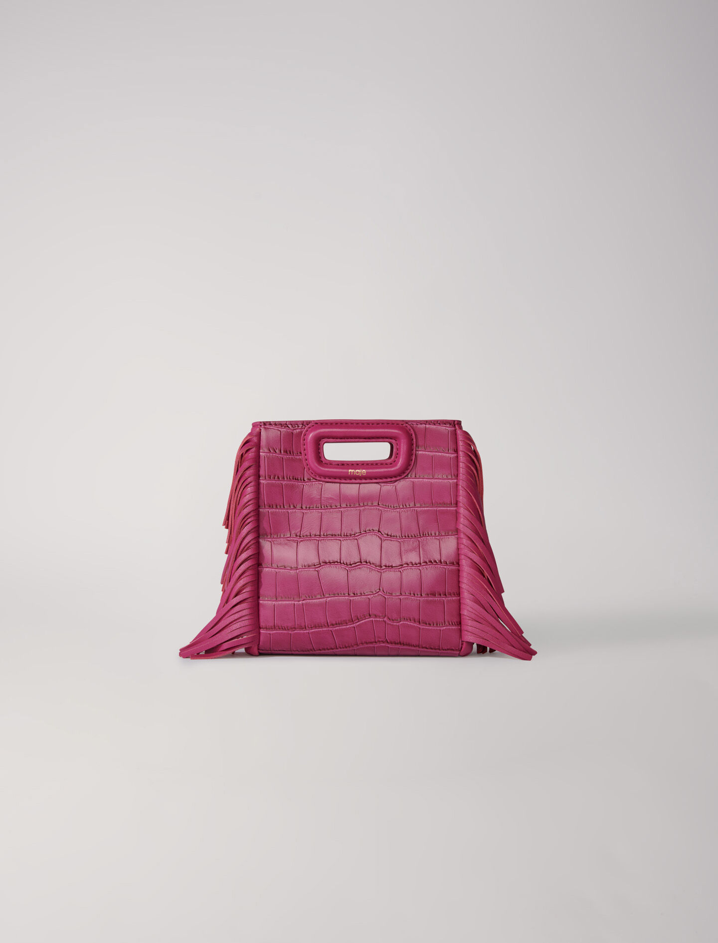 Mini embossed-leather M bag with chain Purple For Women | Maje