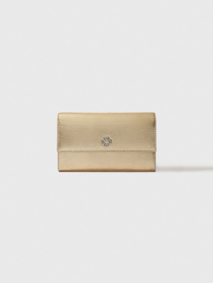 Leather clutch bag with chain