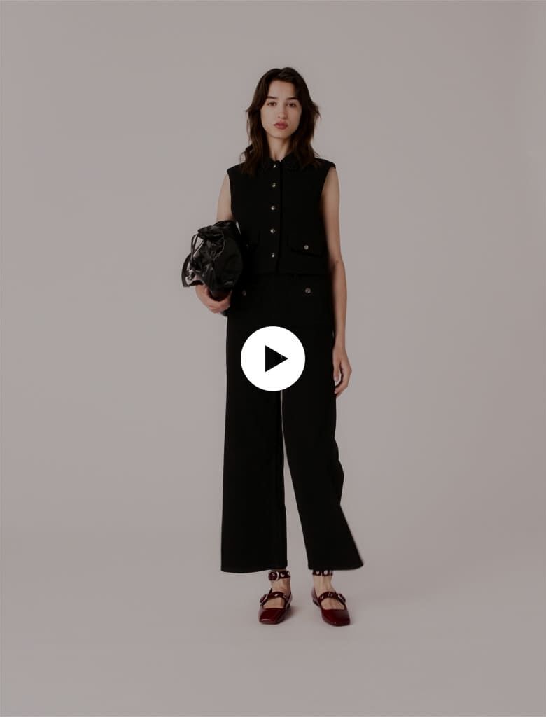 Tweed top with removable collar Black / Gray For Women | Maje