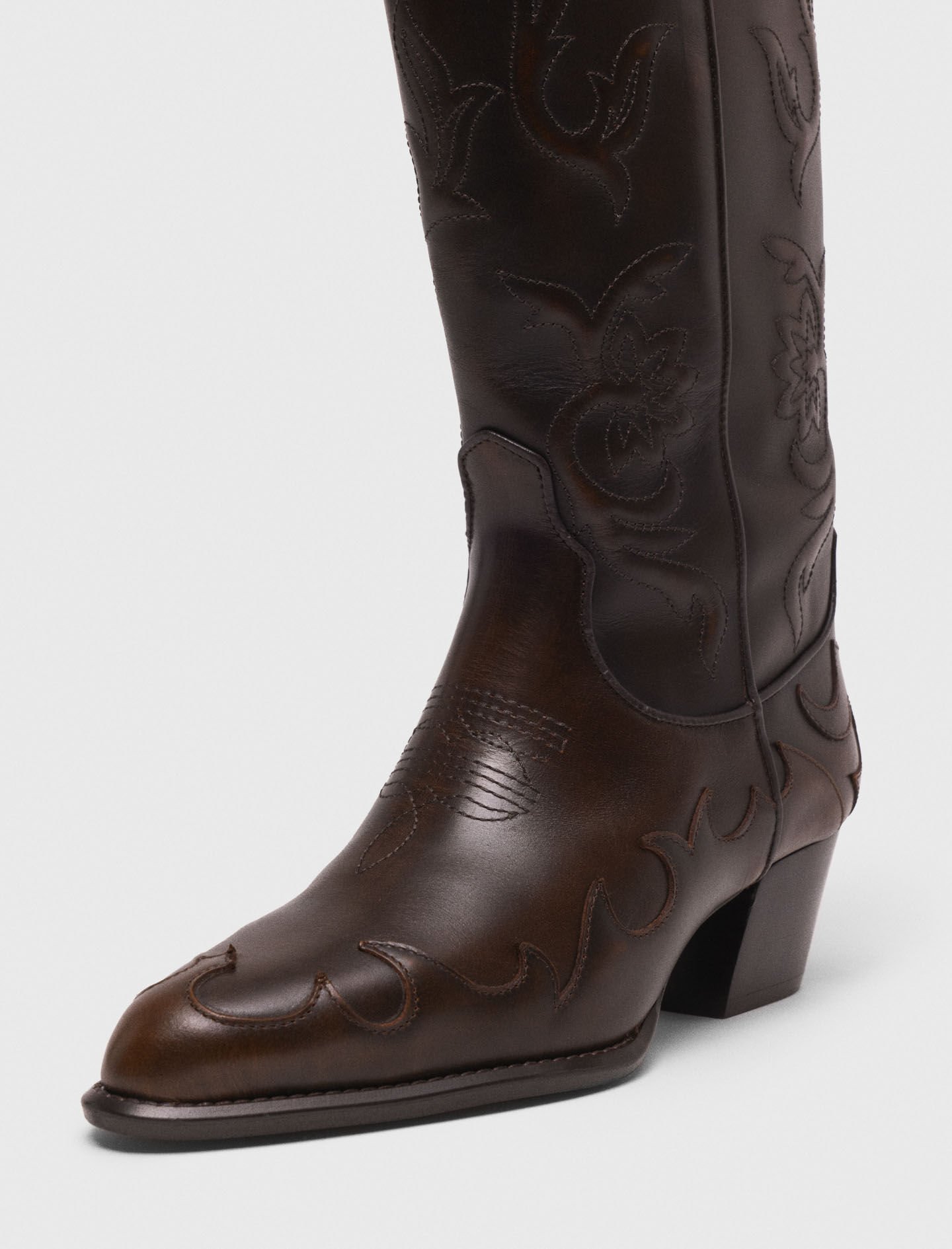 Leather cowboy boots Brown For Women | Maje