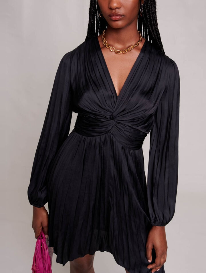 Short satin draped dress