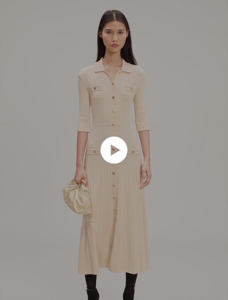 Sequin knit midi dress Natural For Women | Maje