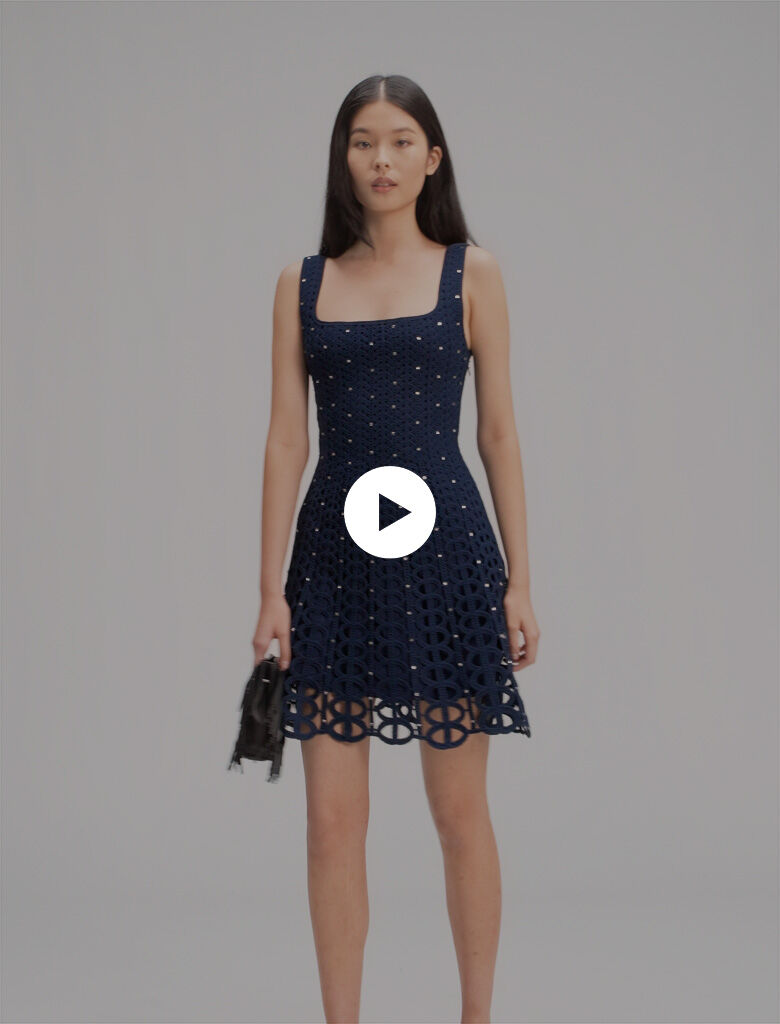 Mini jacquard knit dress Black / Gray For Women | Maje