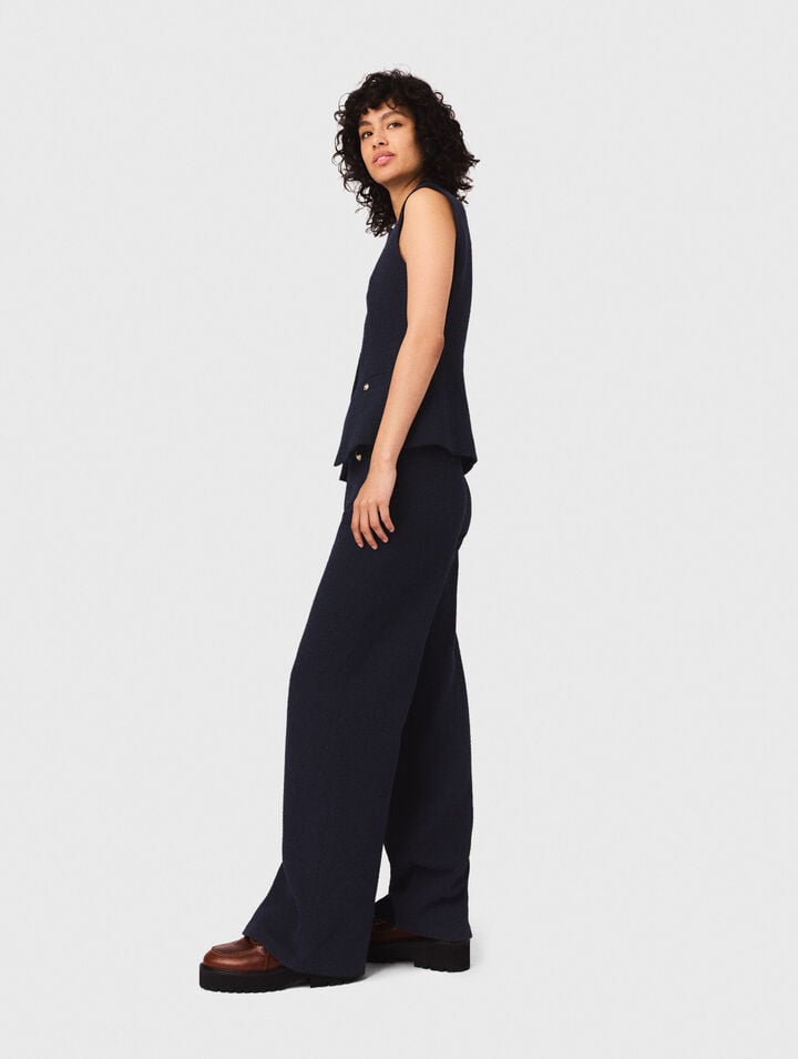 Straight-leg tweed trousers