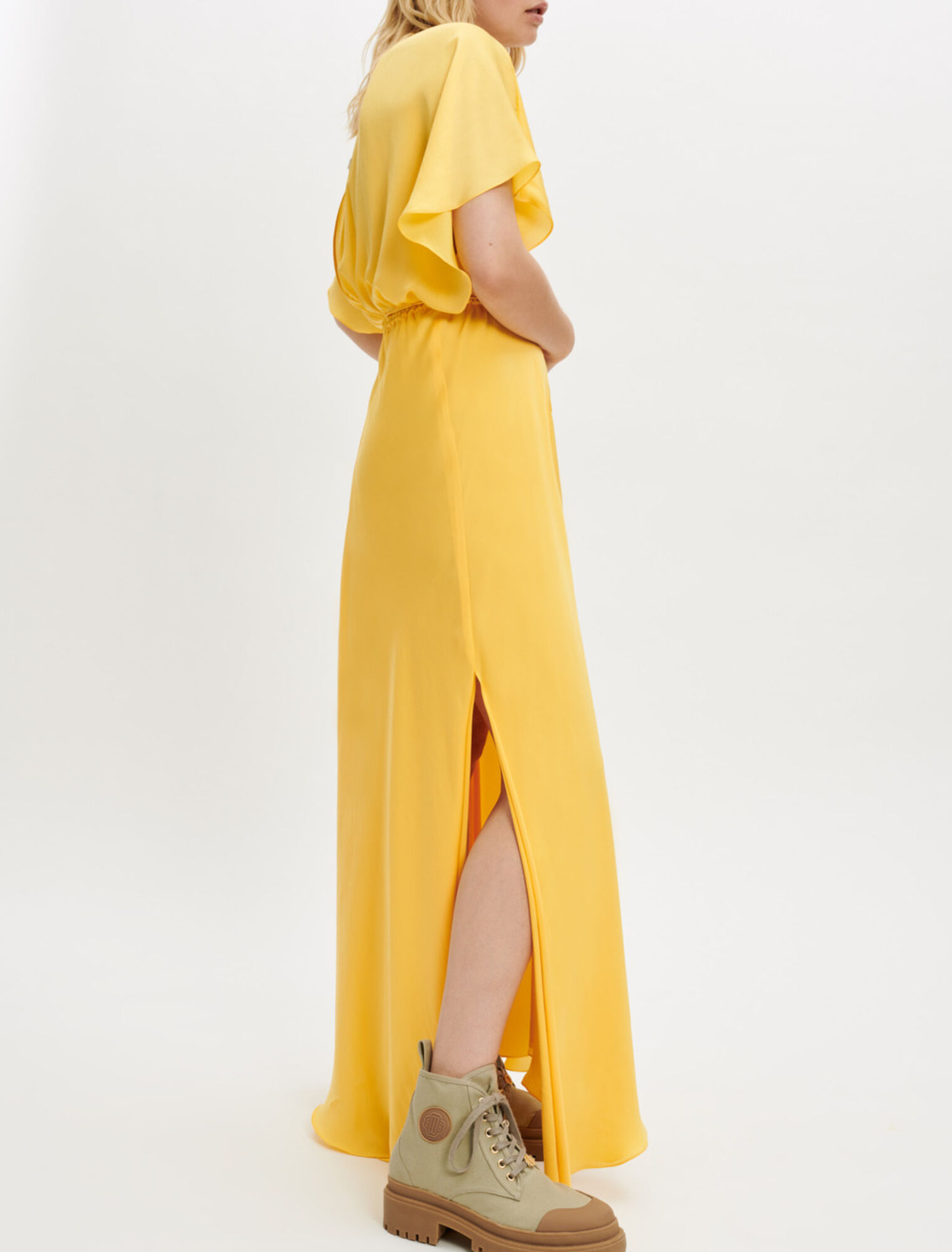 Satin scarf dress with pearl jewels