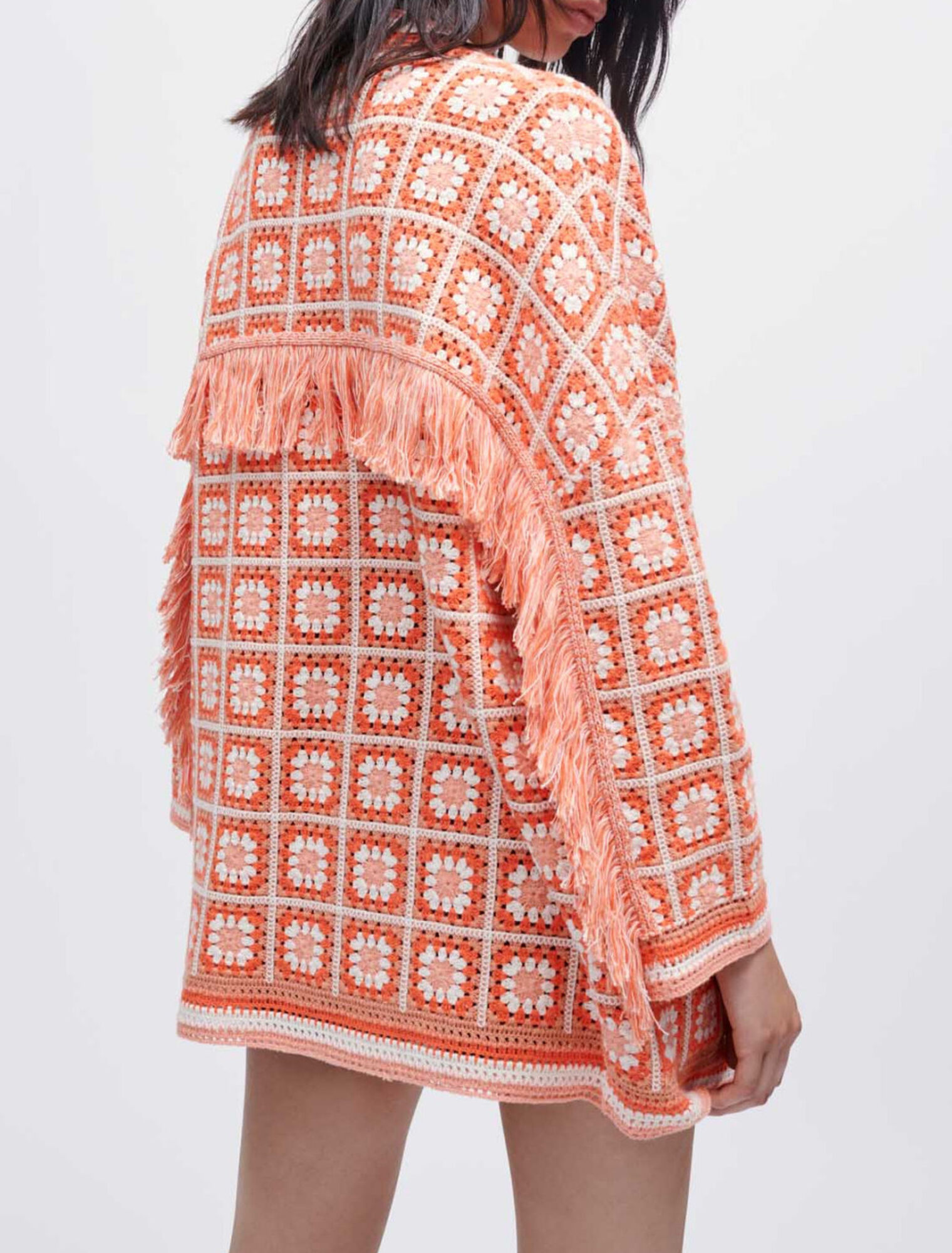 Fringed crochet cardigan