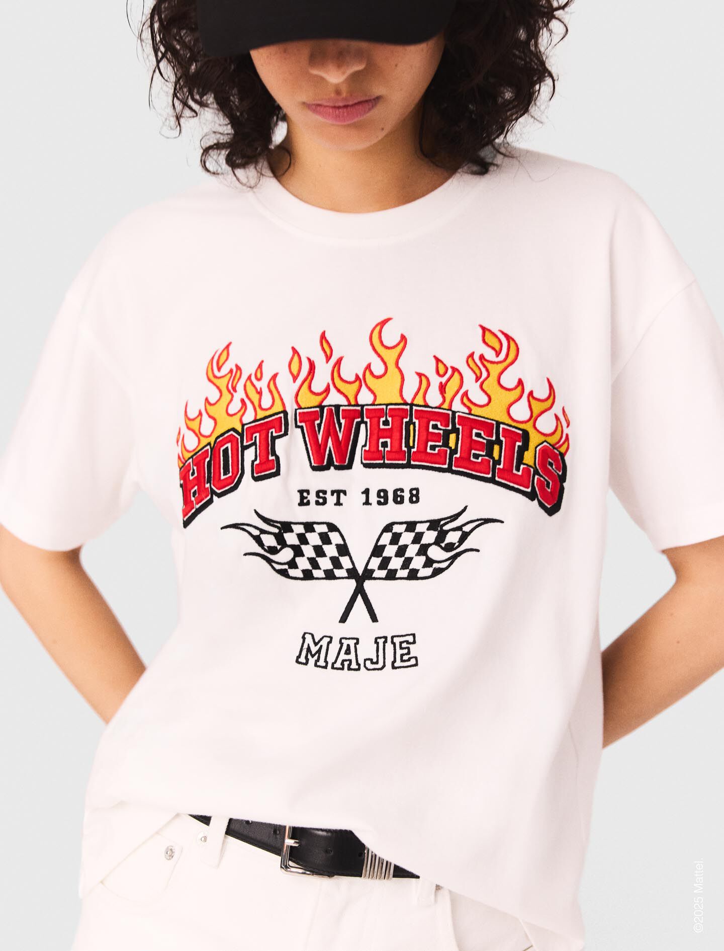 Embroidered T-shirt White For Women | Maje