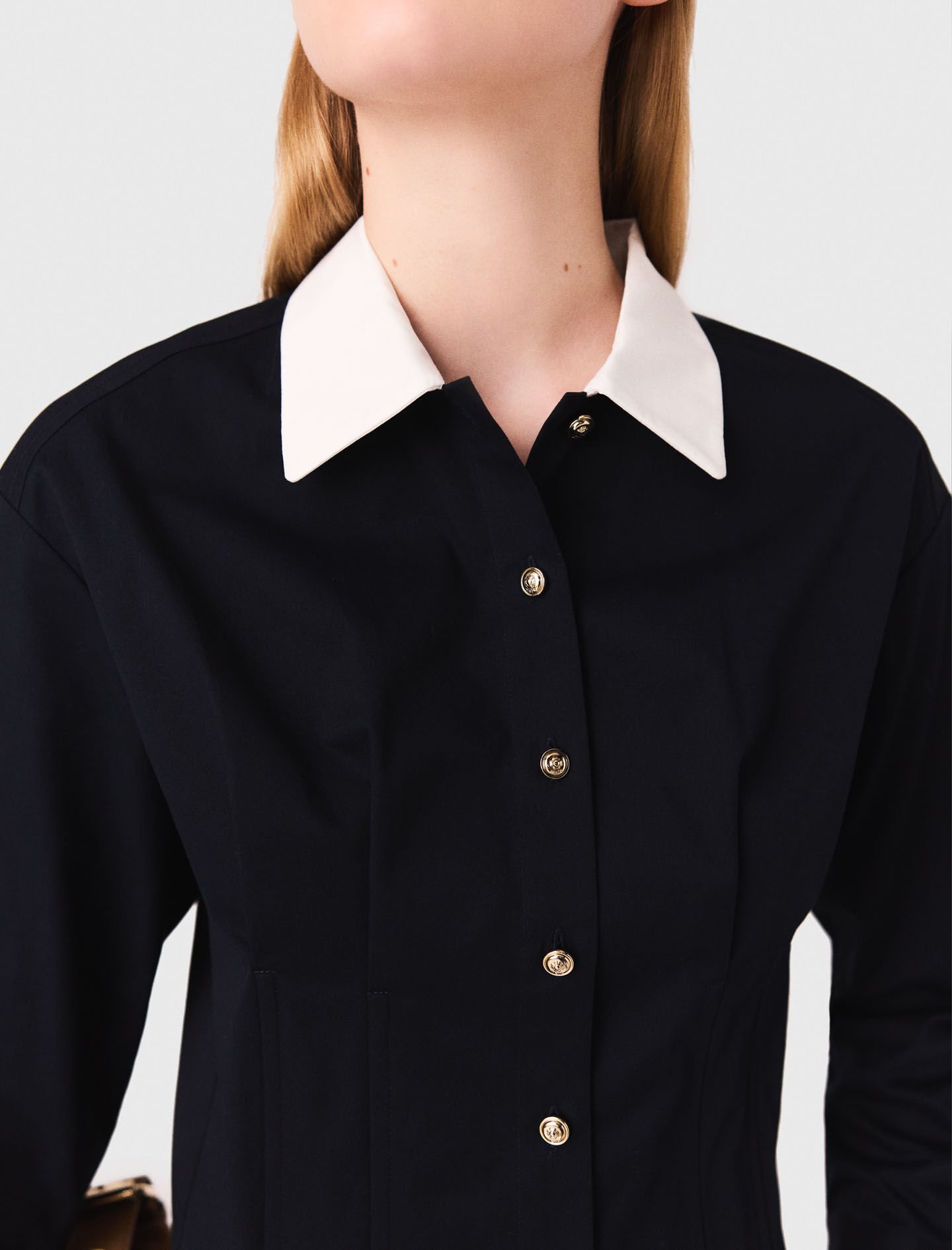 Cropped poplin shirt Blue For Women | Maje
