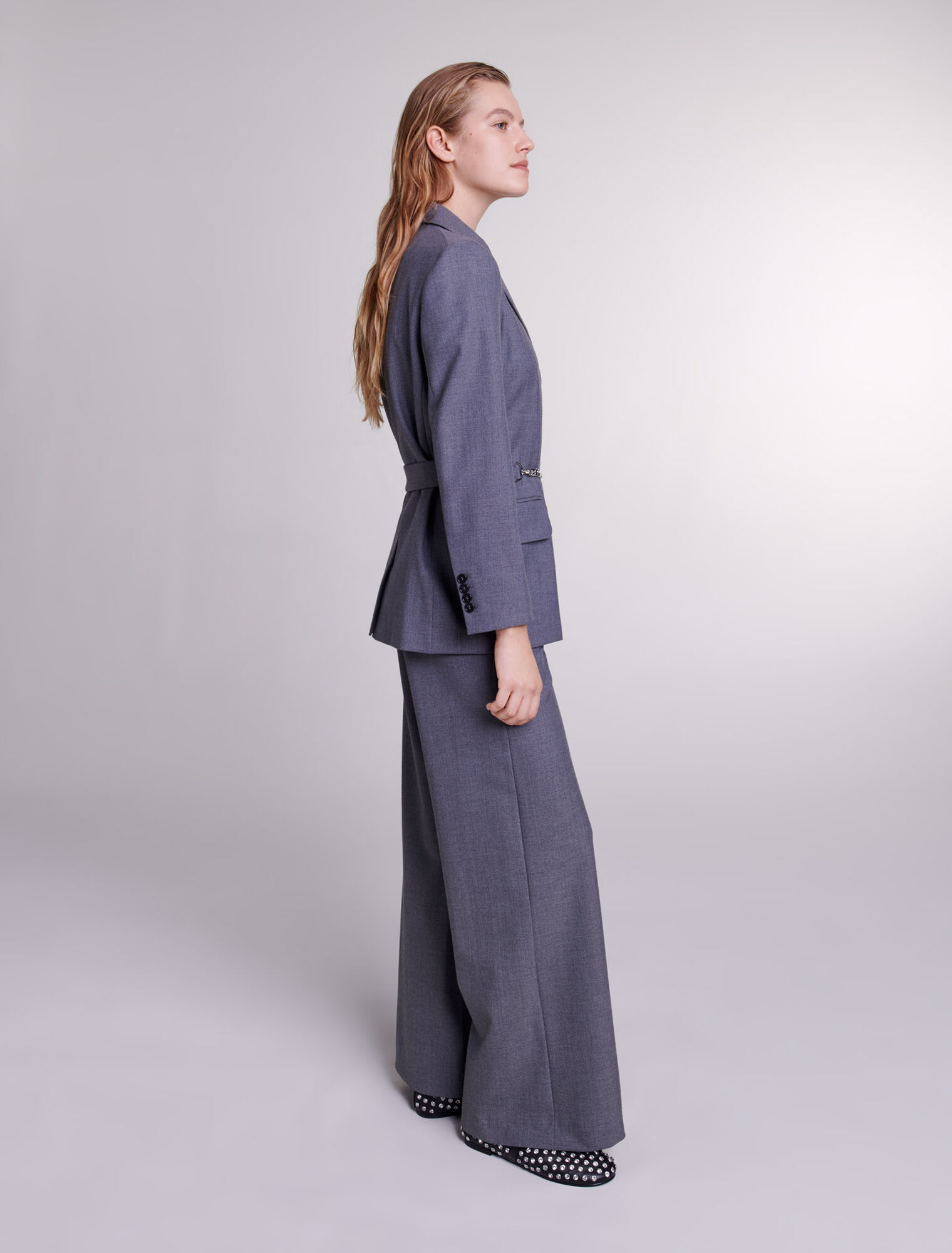 Suit jacket with chain belt
