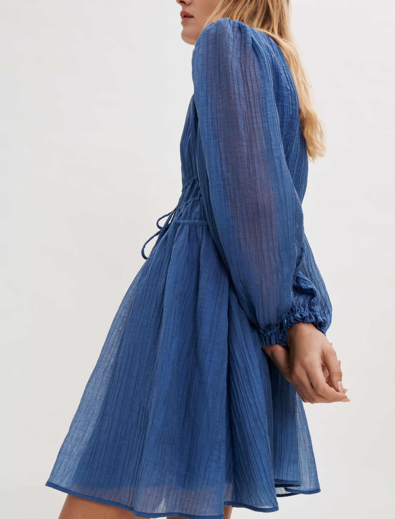 Voile dress with fitted waist