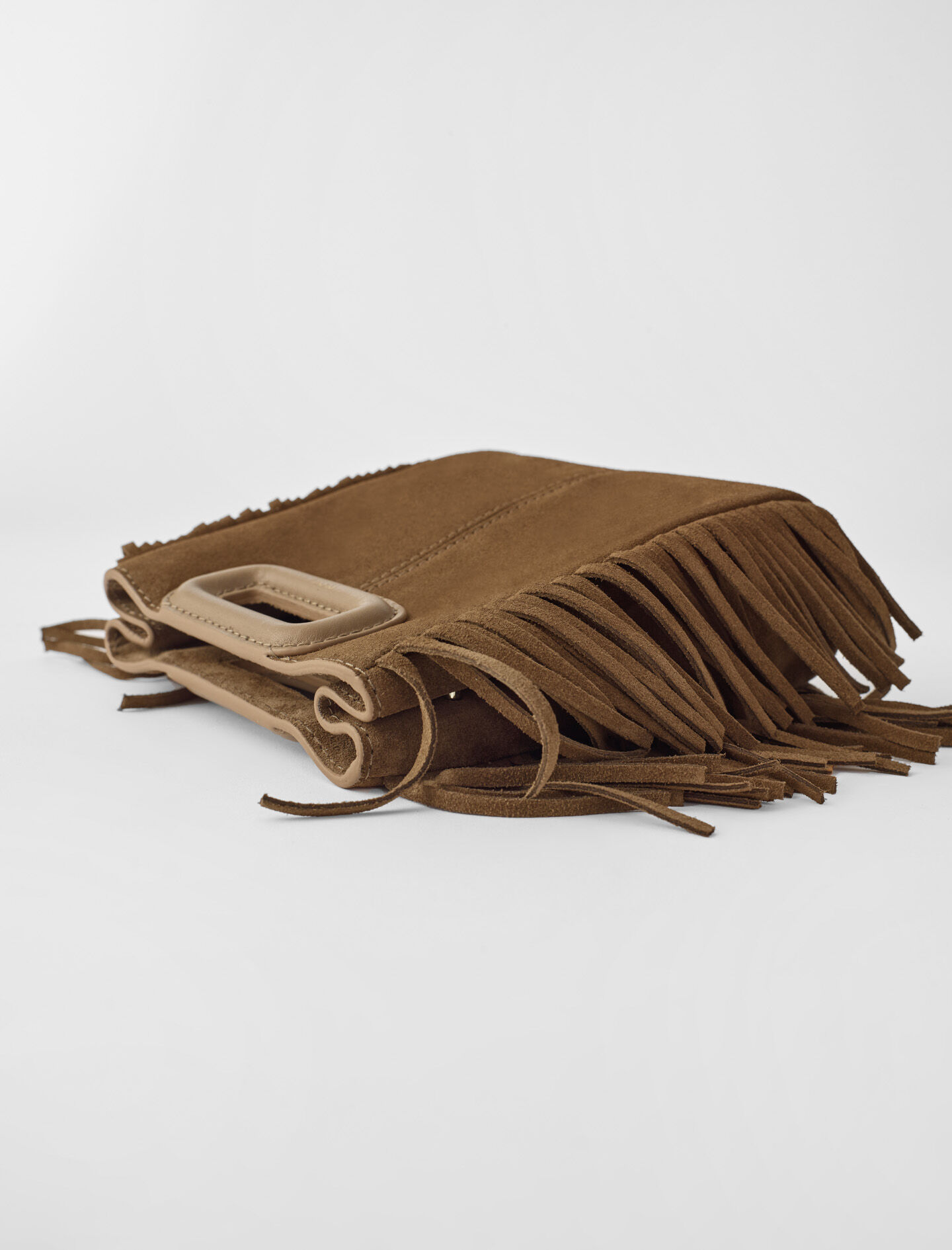 m*a様 attachment suede leather double lid Suede Miss M XL bag Brown For Women | Maje