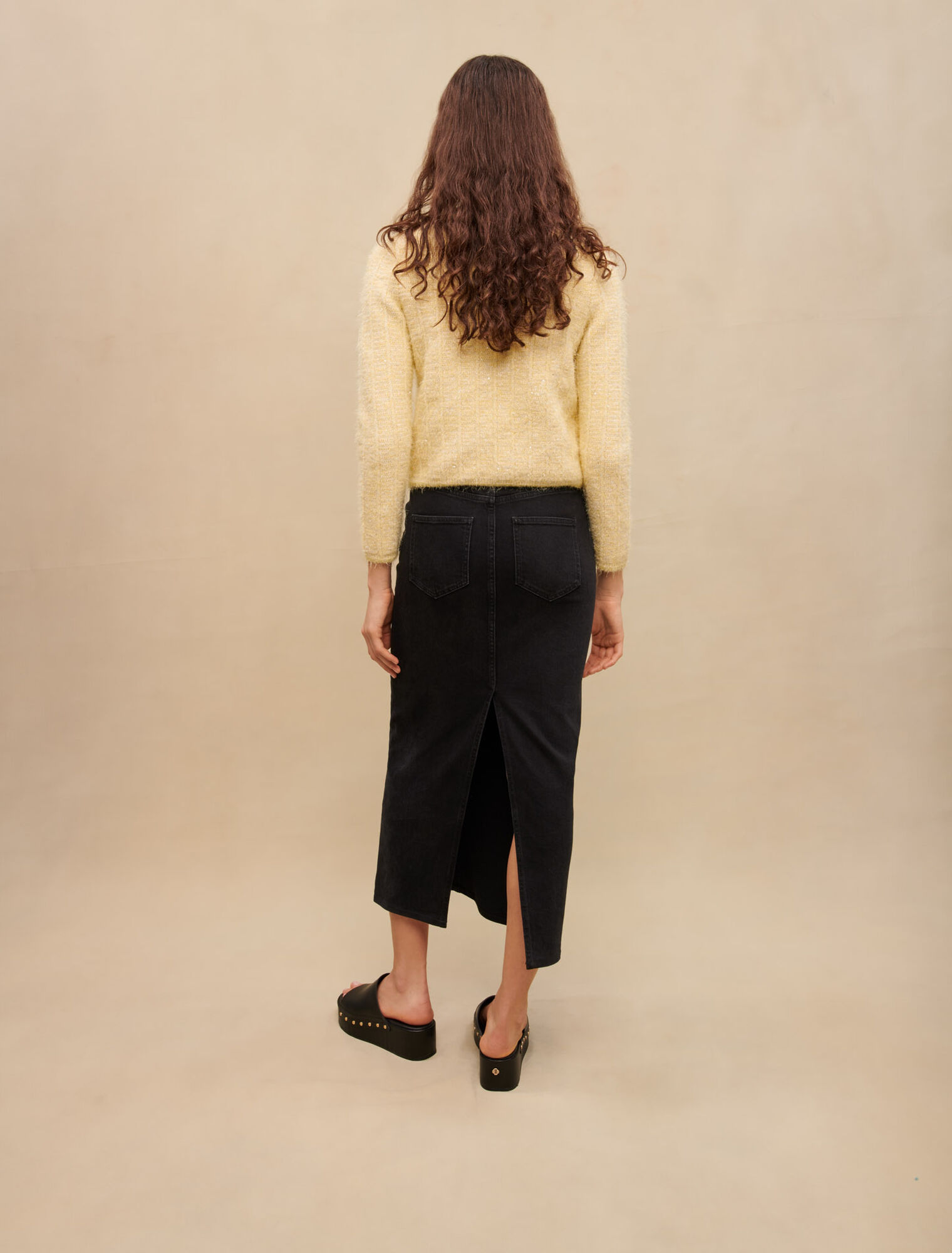 Tweed-effect knit cardigan