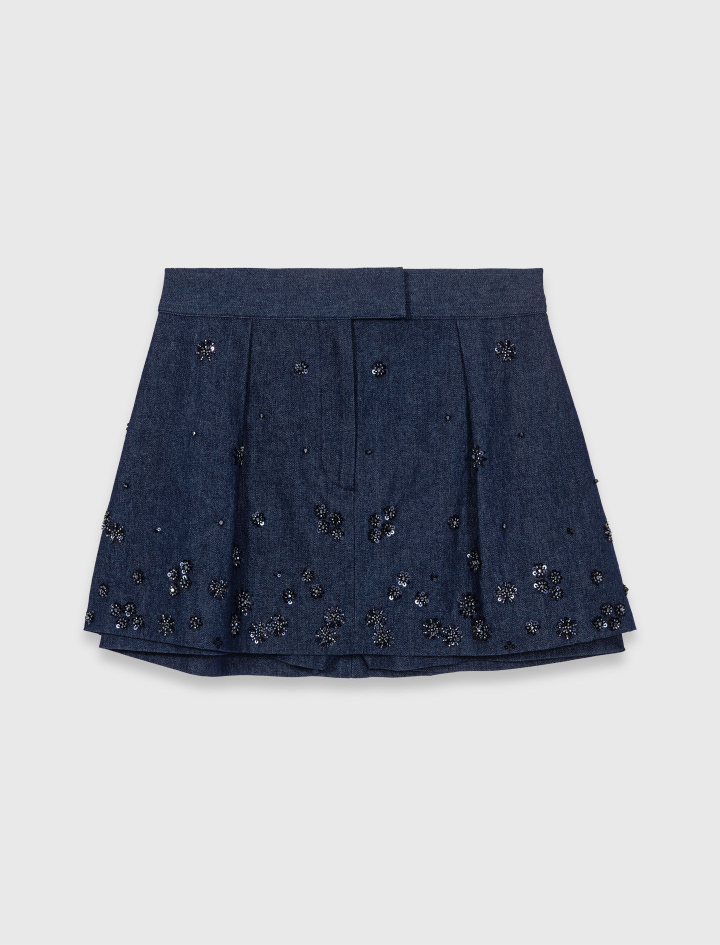 Layered effect embroidered denim skort Blue For Women | Maje