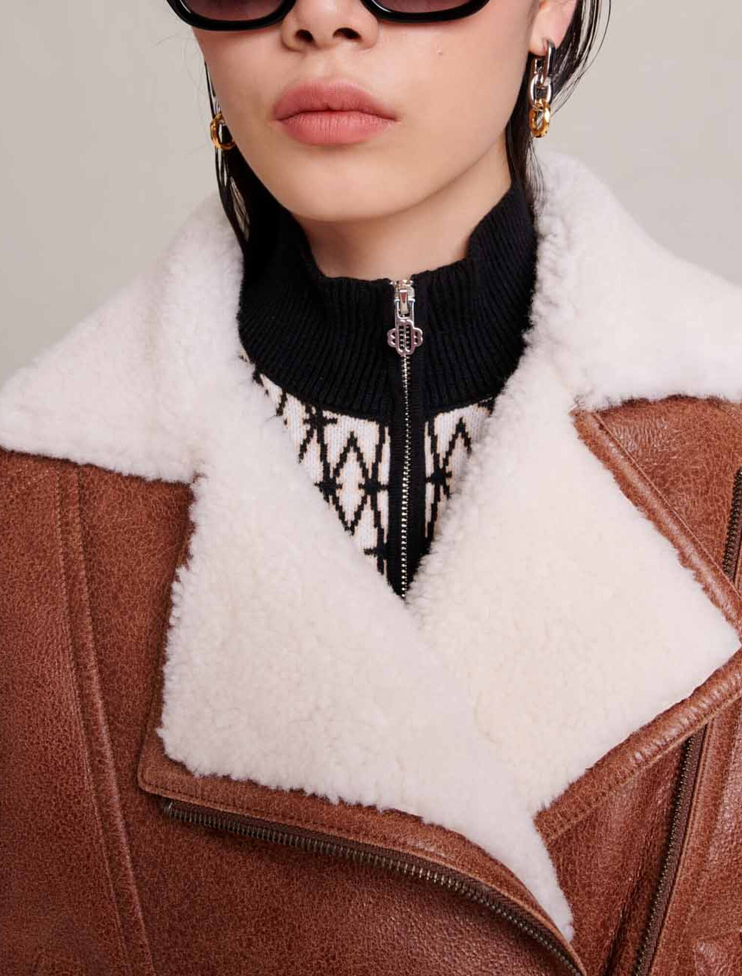 Short lambskin leather jacket