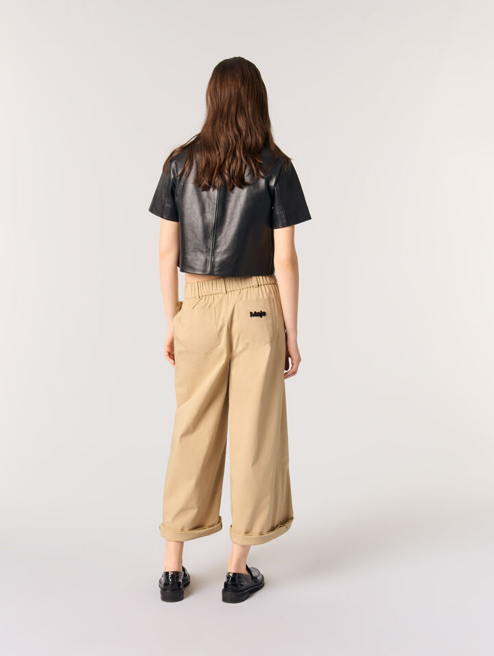 Wide-leg cotton pants