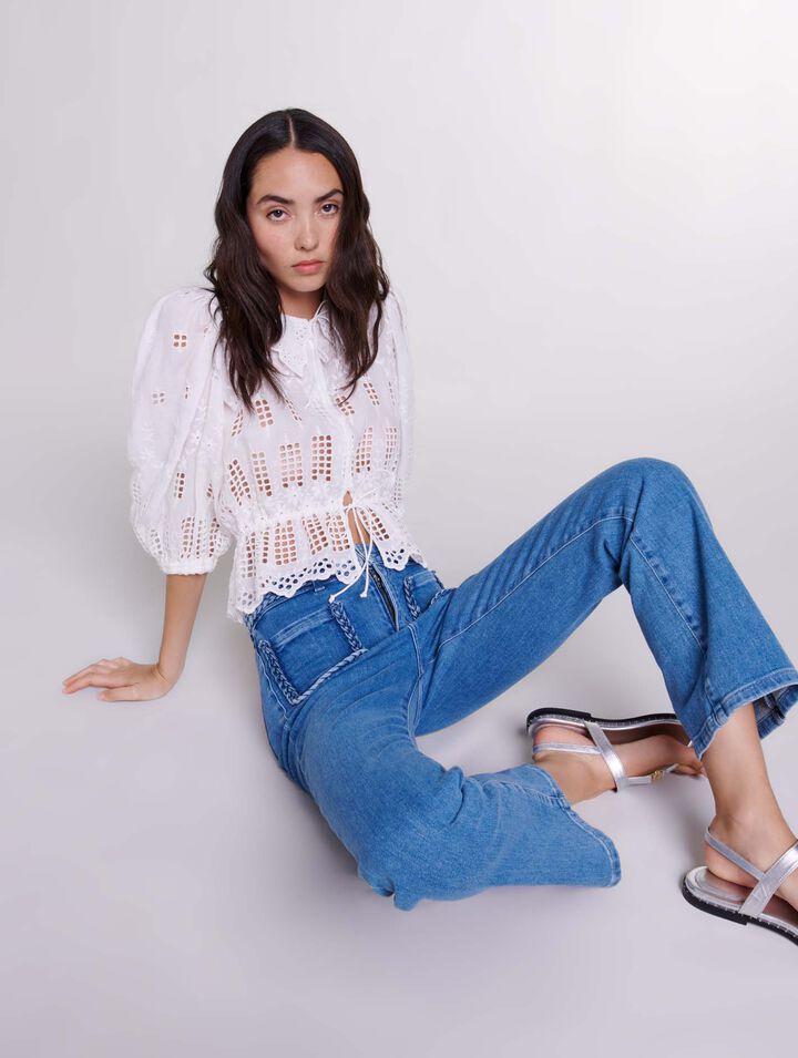 Embroidered ramie blouse