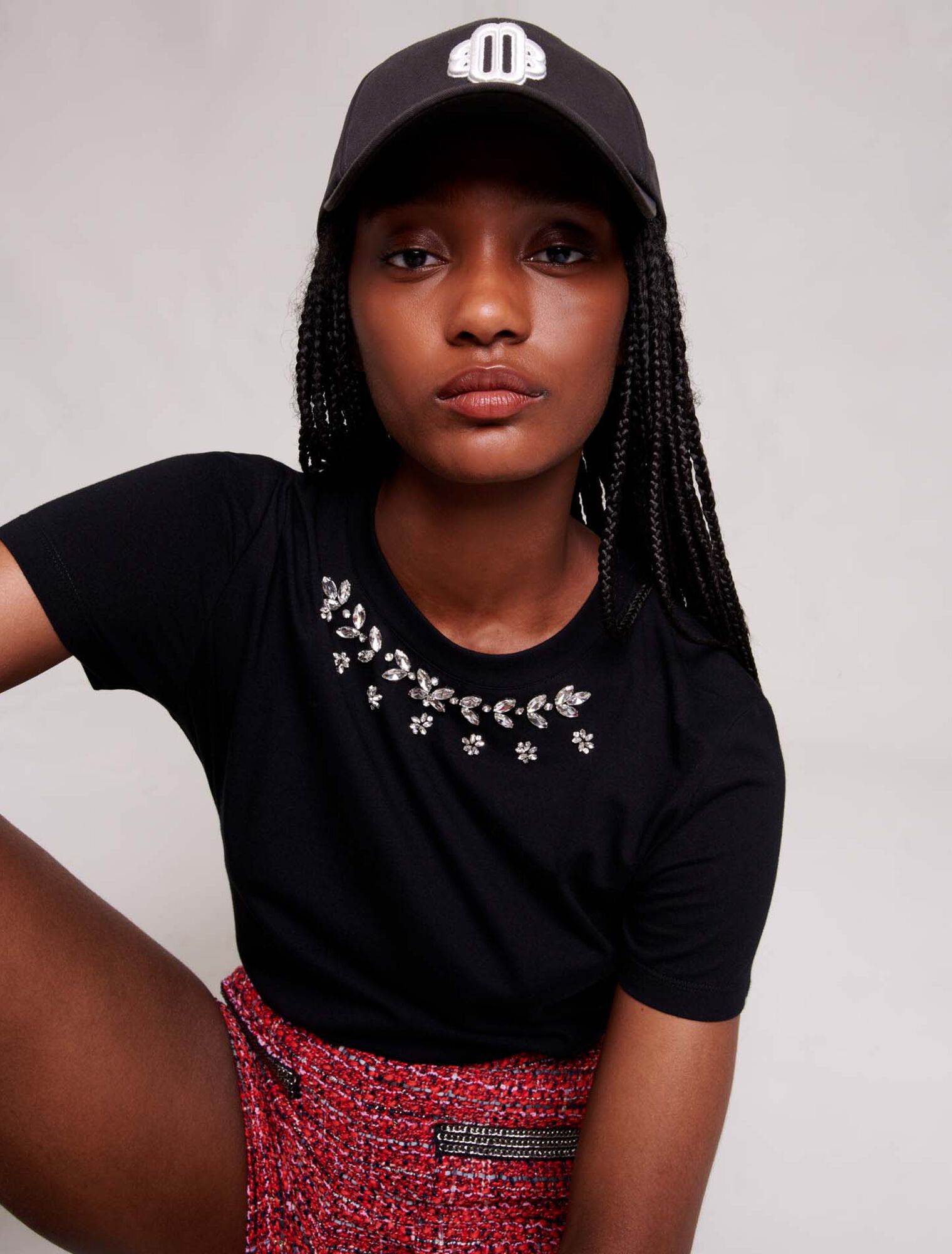 100% cotton T-shirt with rhinestones