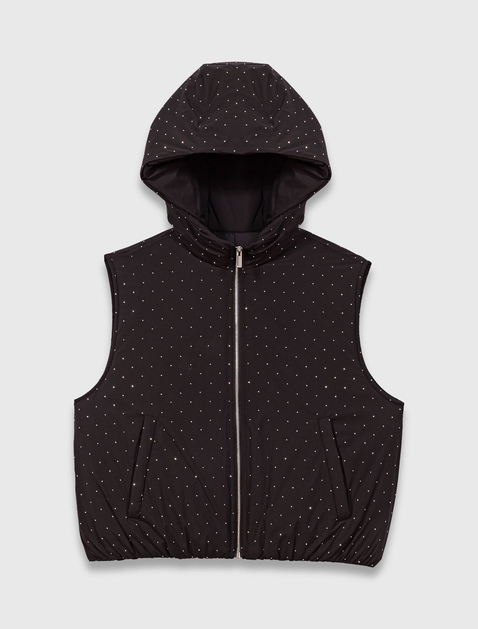 Rhinestone sleeveless puffer vest