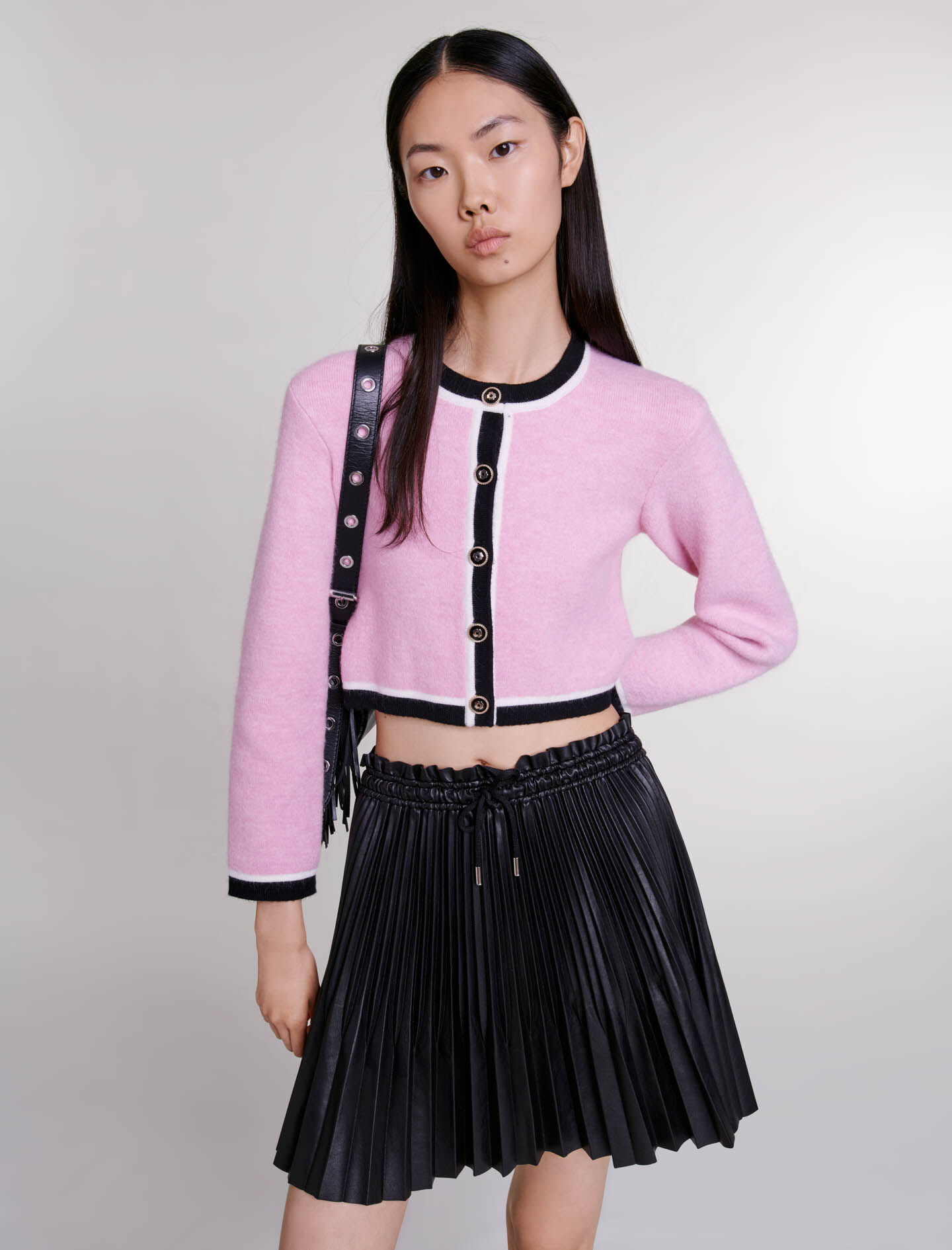 Cardigan with rhinestone trim