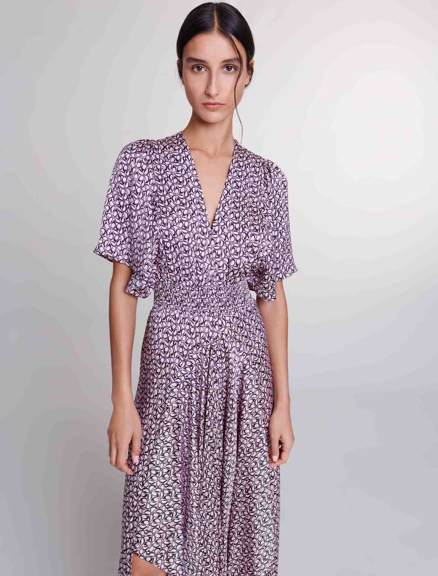 Satin-look patterned maxi dress