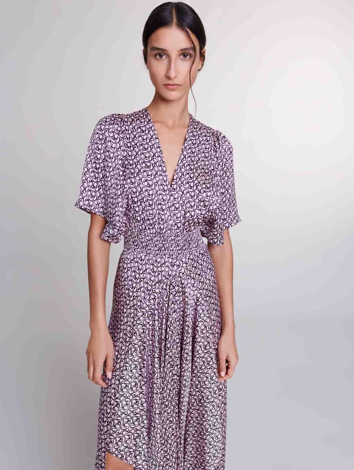 Satin-look patterned maxi dress