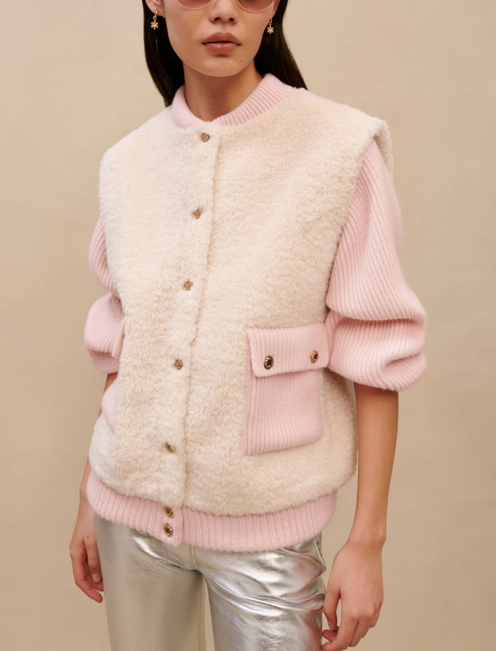 Pink material mix jacket Pink material mix jacket