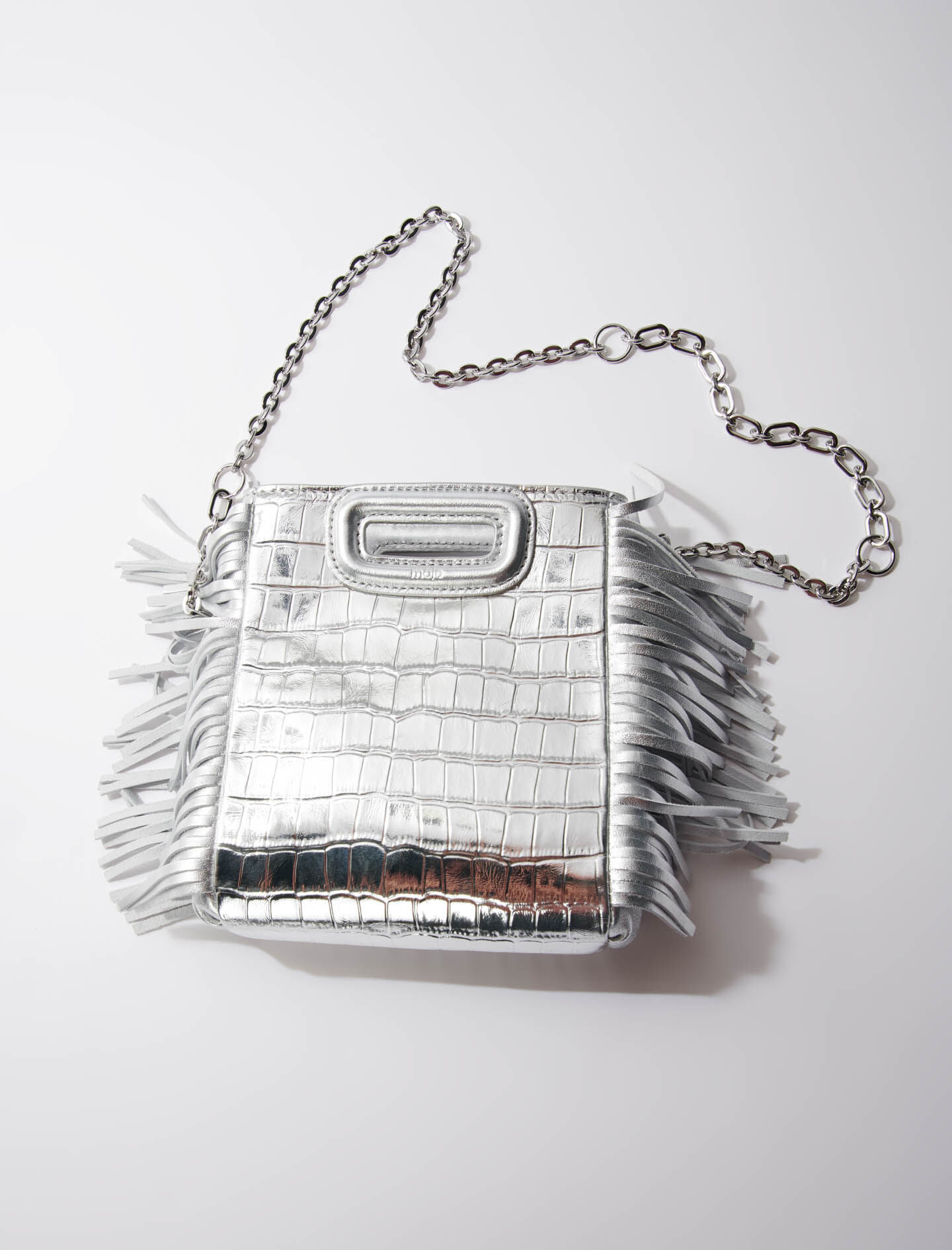 Mini embossed-leather M bag with chain Black / Gray For