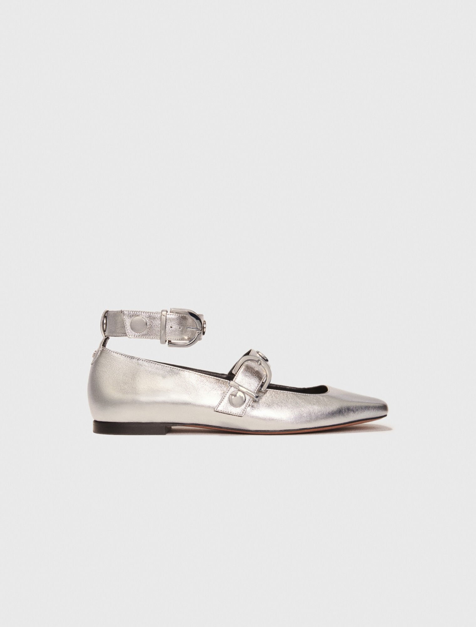 Metallic leather Mary Janes