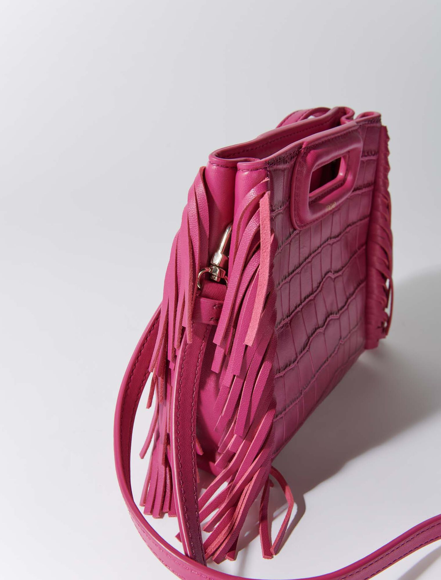 Mini embossed-leather M bag with chain
