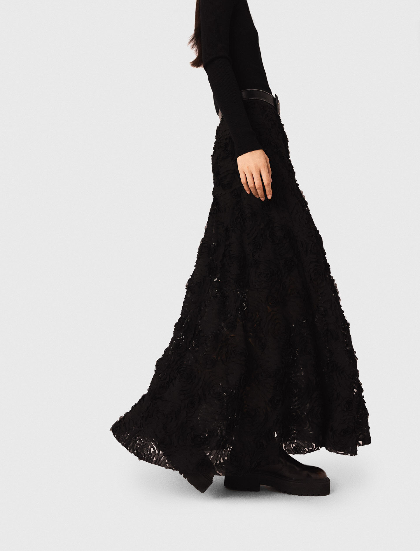 Long embroidered skirt Black / Gray For Women | Maje