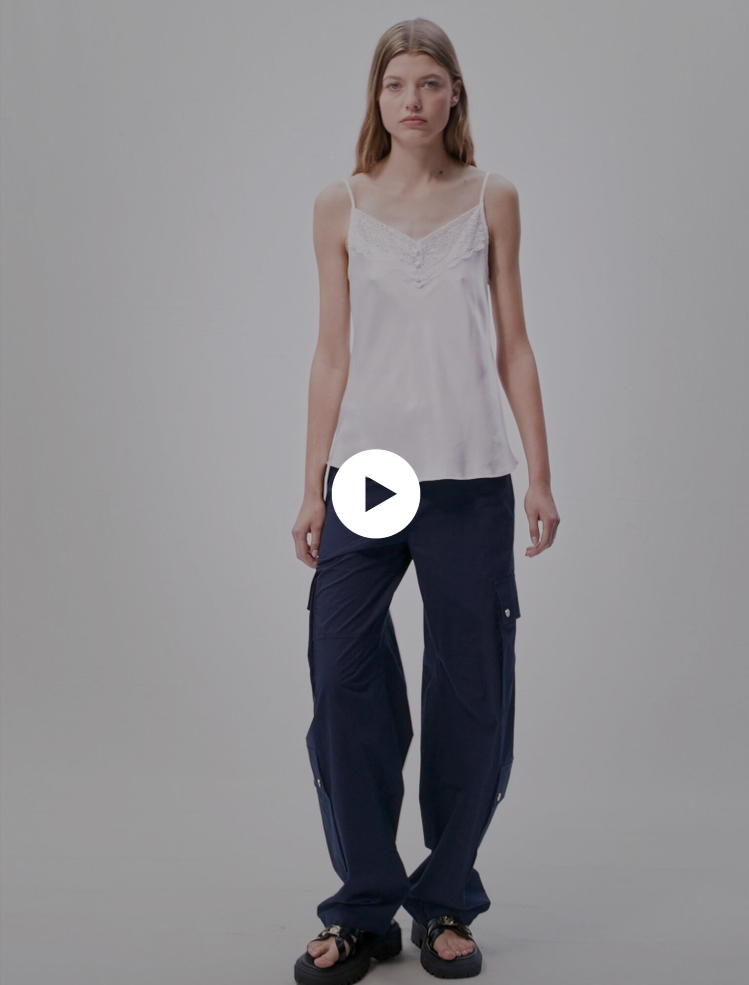 Silk satin and lace top