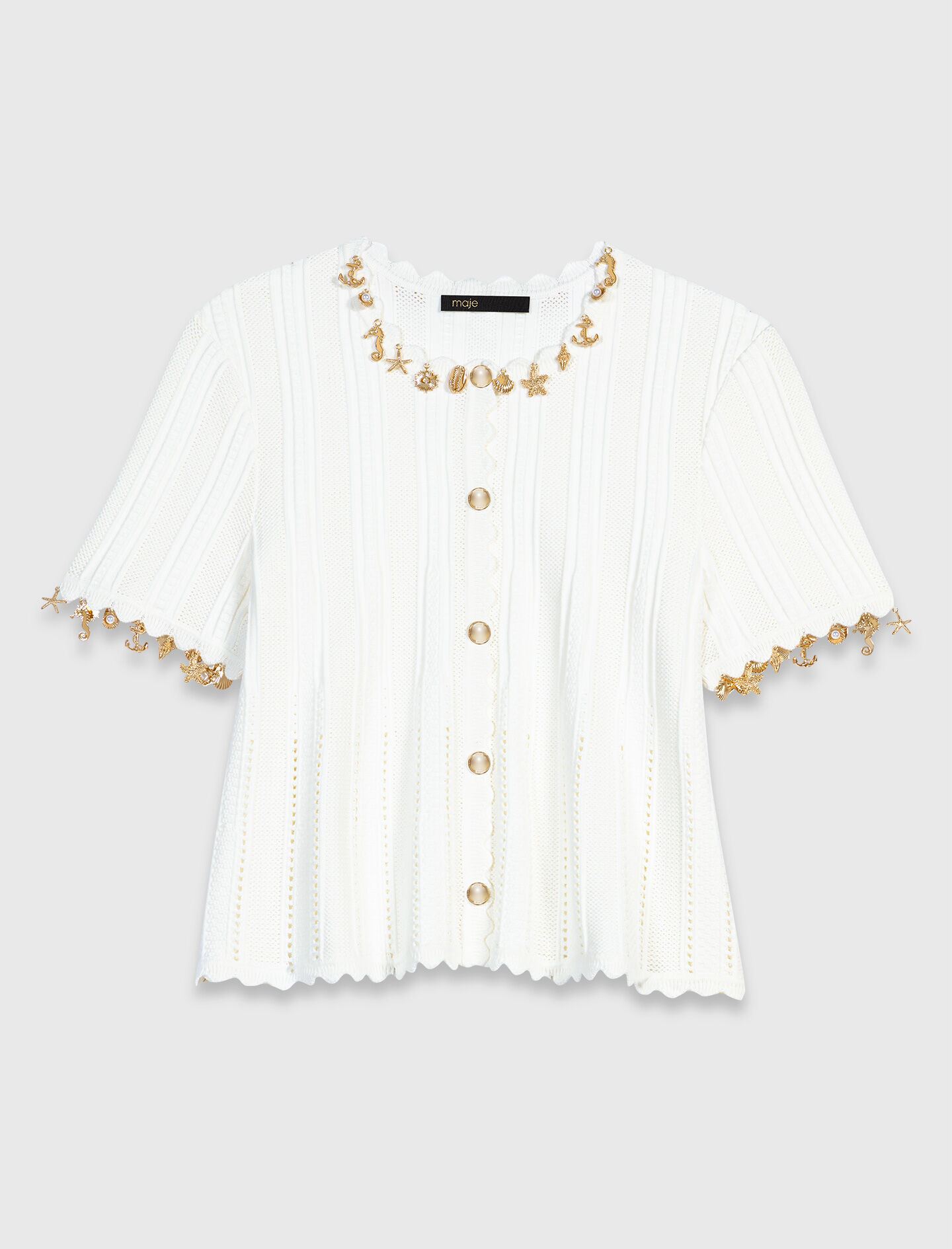 Gold jewellery cardigan White For Women | Maje