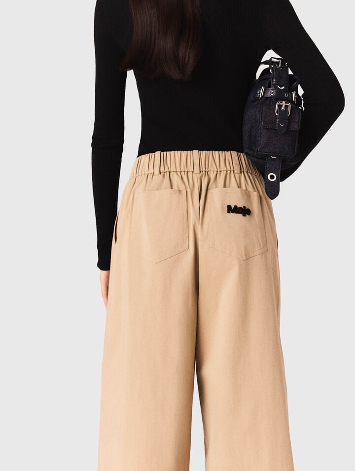 Wide-leg cotton pants