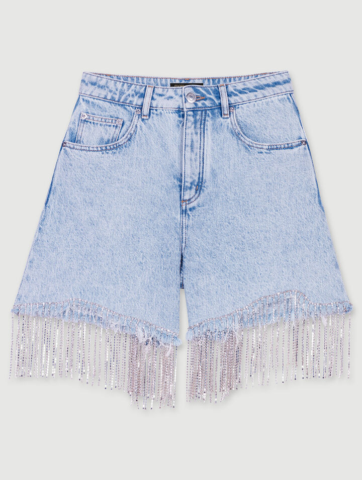 Rhinestone denim shorts