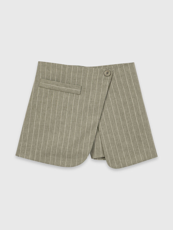 Layered linen blend shorts