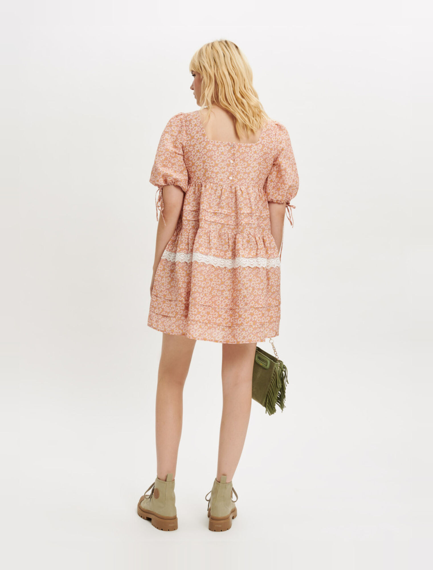 Printed lace braid dress