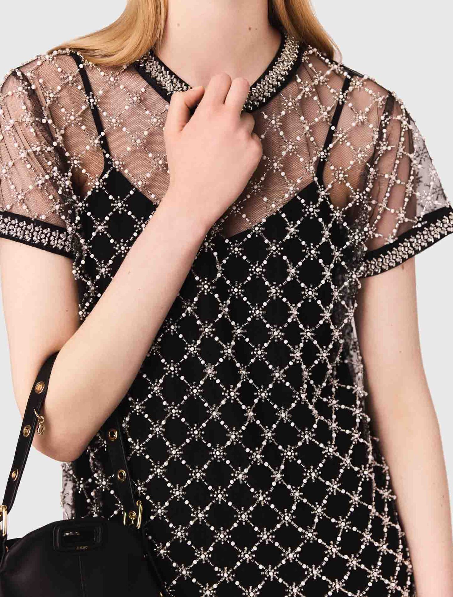 Mini embroidered tulle dress