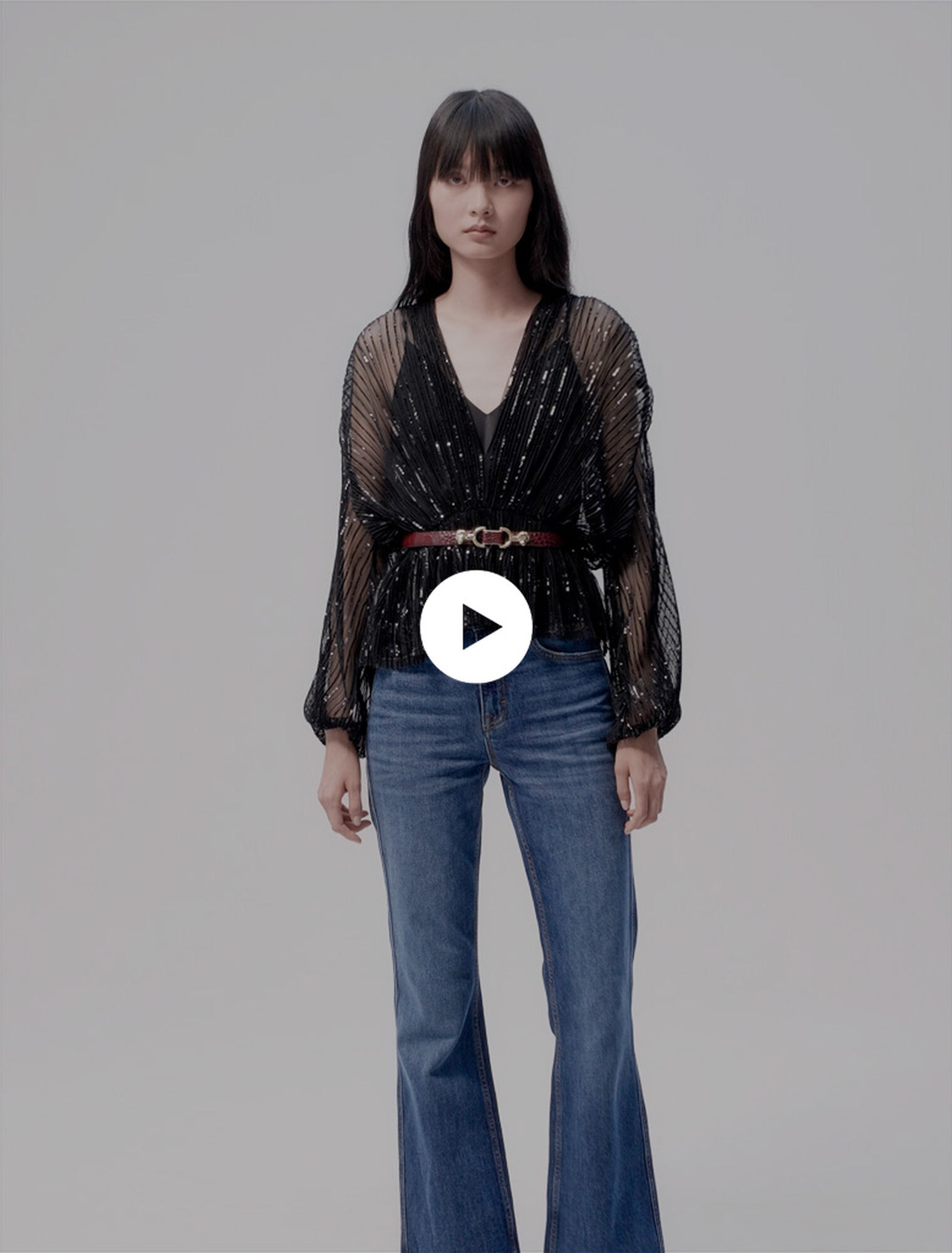 Belted sequin shirt