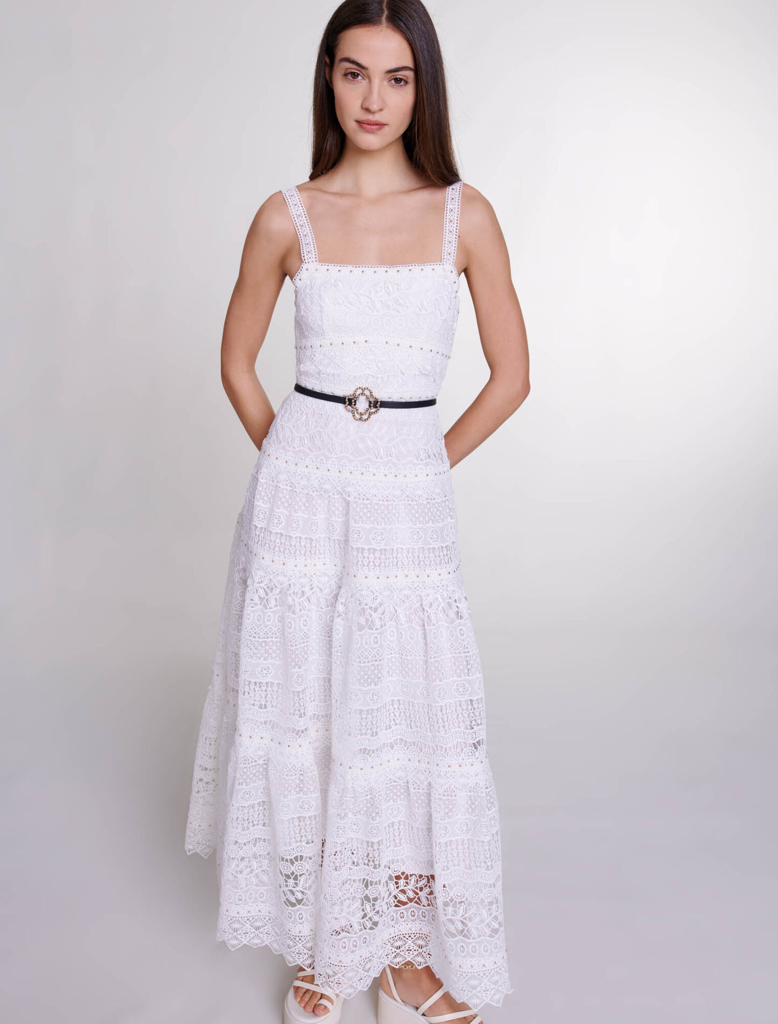 Crochet-knit maxi dress