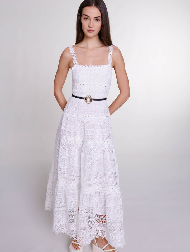 Crochet-knit maxi dress