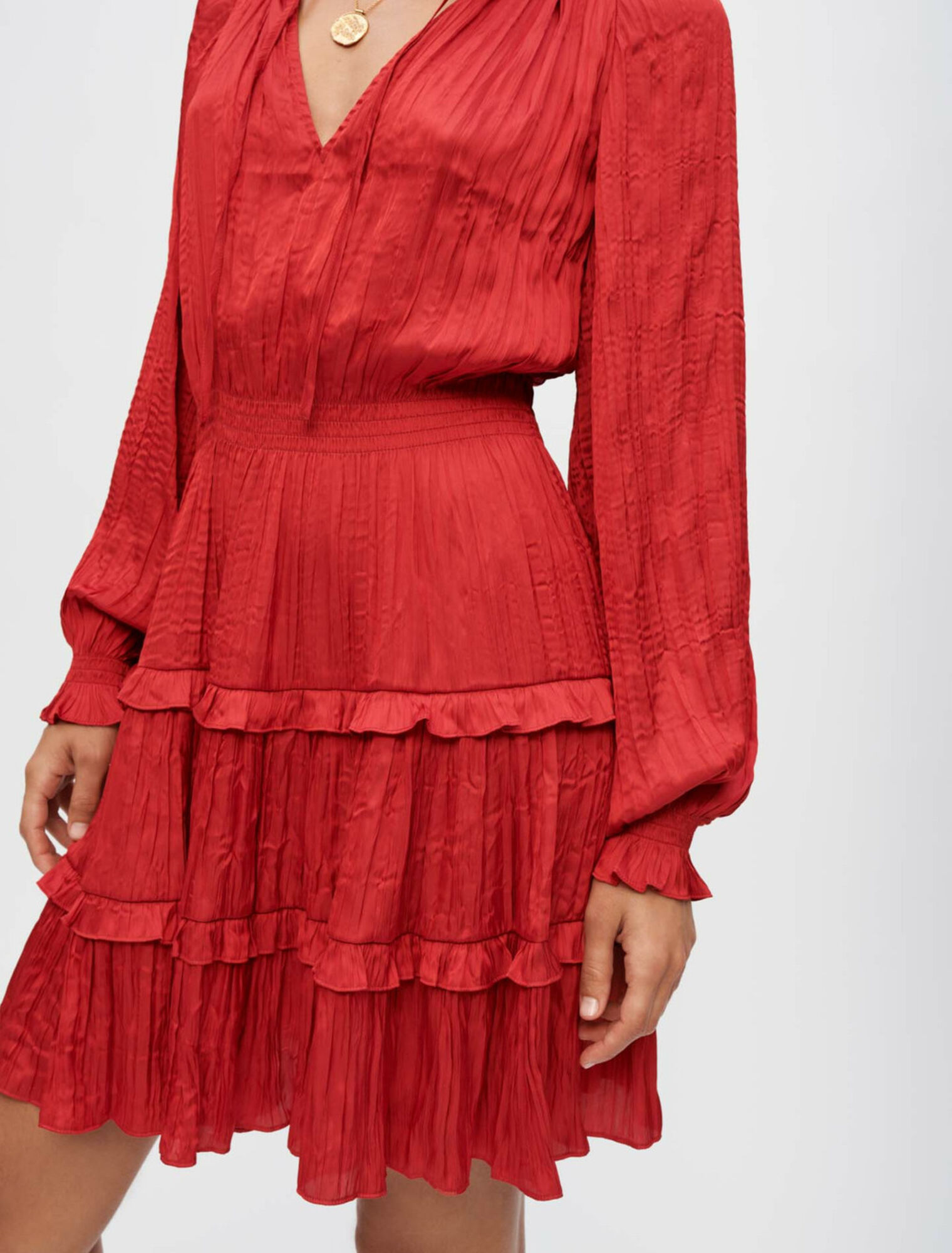 Fluid, pleated satin dress