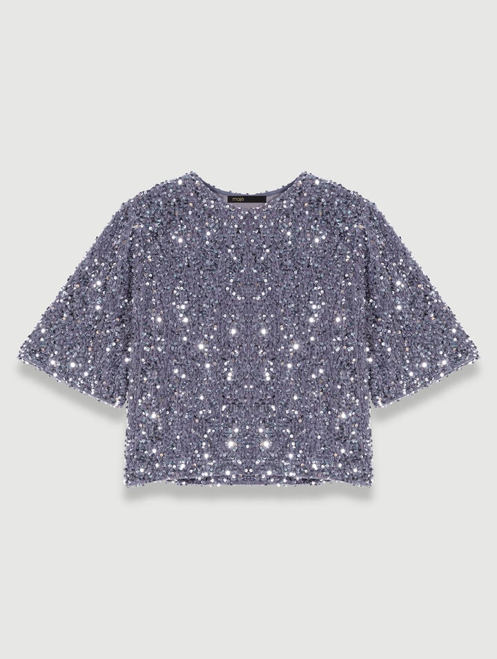 Sequinned velvet top