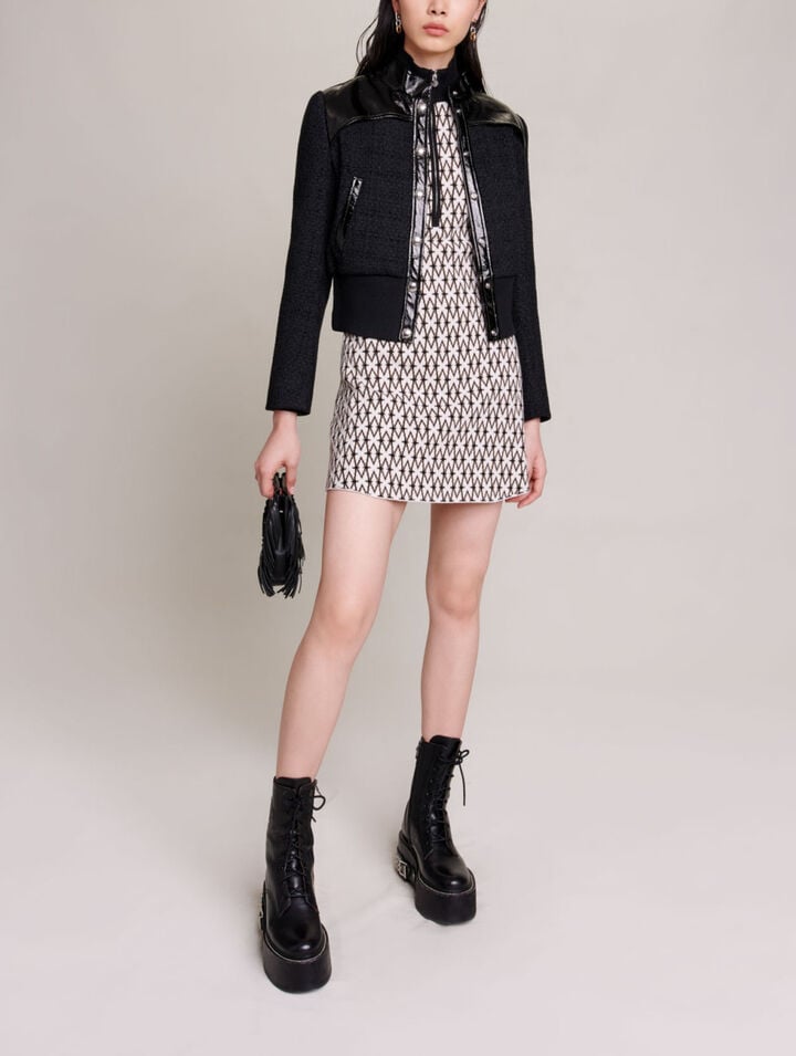 Tweed and vinyl jacket