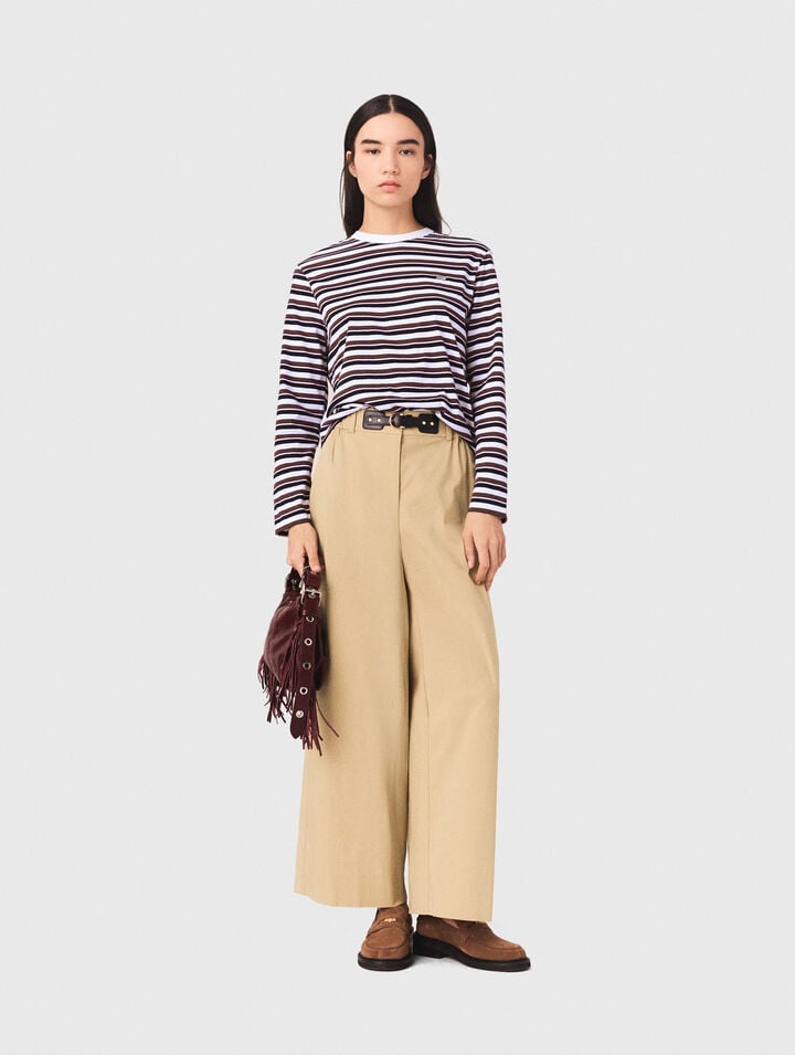 Wide-leg cotton pants