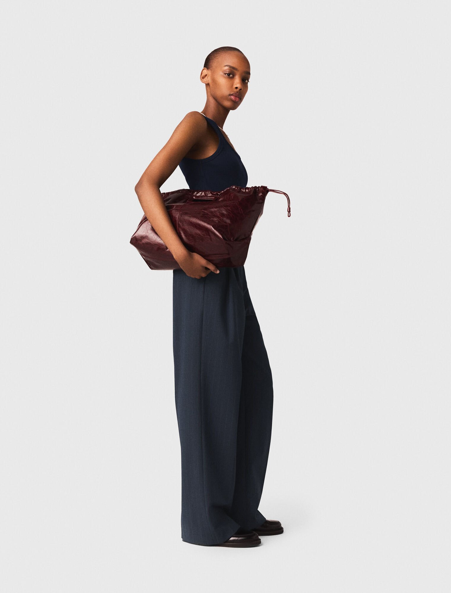 Crackled leather Milpli tote bag Red For Women | Maje